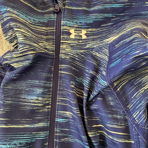 Under Armour heat gear 1/4 zip mock neck top blue and yellow - Picture 5 of 5